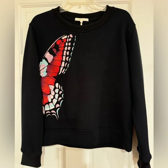 Maje Theophile Butterfly Embroidered Sweatshirt, size L, NWOT - Picture 3 of 7